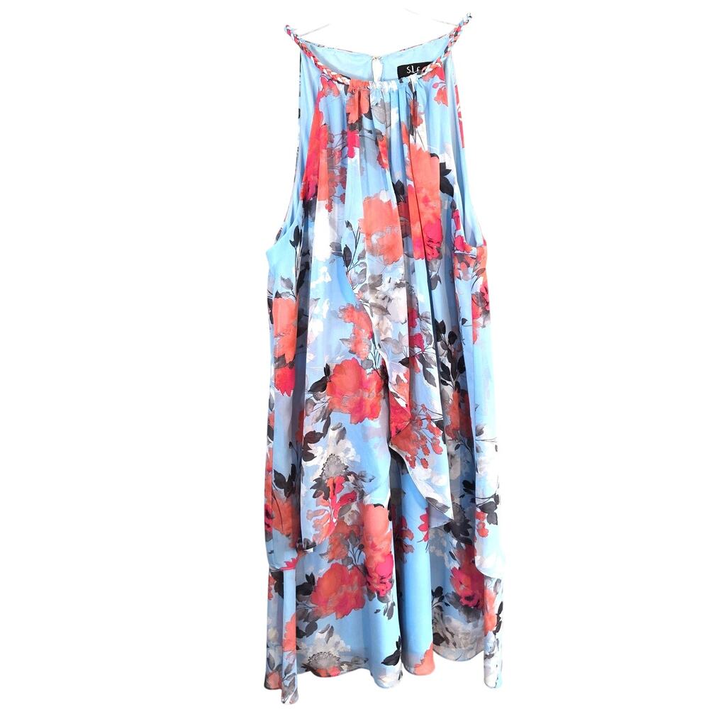 S.L. Fashions Women's Dress Size 14 Blue Sleeveless  Misses  Large L